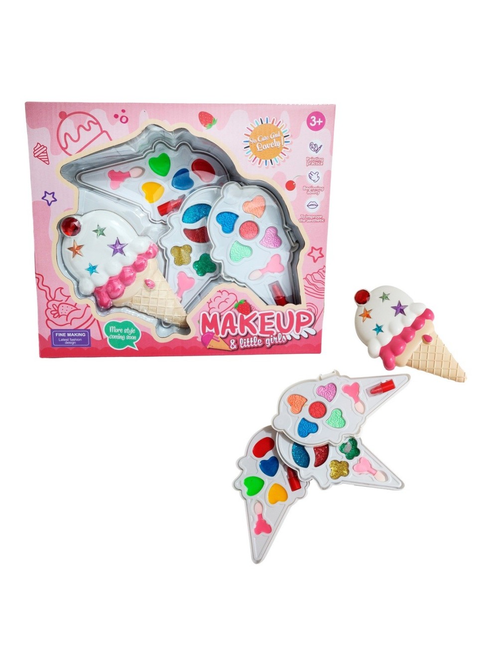 Kit De Maquillaje Para Niñas Juguete Princesas Cono Corazon