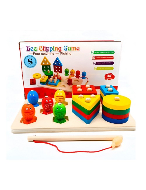 Juego Madera Encastre Pesca 2 En 1 Aprendizaje Niños