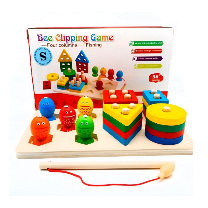 Juego Madera Encastre Pesca 2 En 1 Aprendizaje Niños