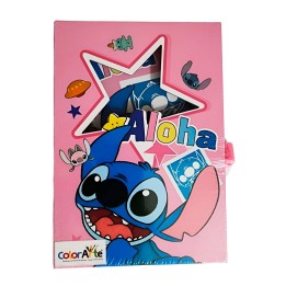 Agenda Libreta Diario Privado Stitch Aloha Llaves Y Candado