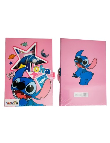 Agenda Libreta Diario Privado Stitch Aloha Llaves Y Candado