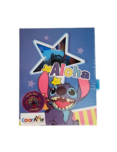 Agenda Libreta Diario Privado Stitch + Llaves Y Candado
