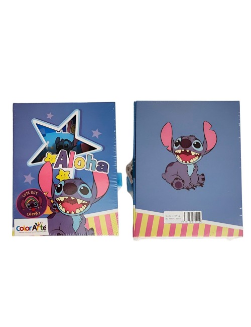 Agenda Libreta Diario Privado Stitch + Llaves Y Candado