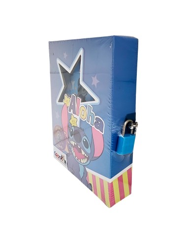 Agenda Libreta Diario Privado Stitch + Llaves Y Candado