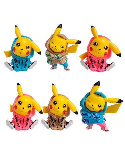 Figura Coleccionable Pokemon Pikachu Abrigo X 6 Personaje