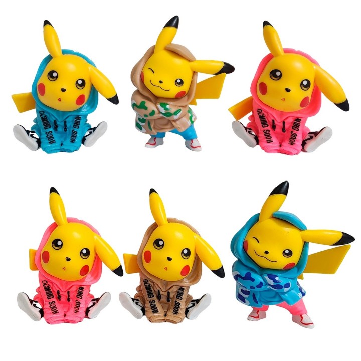 Figura Coleccionable Pokemon Pikachu Abrigo X 6 Personaje