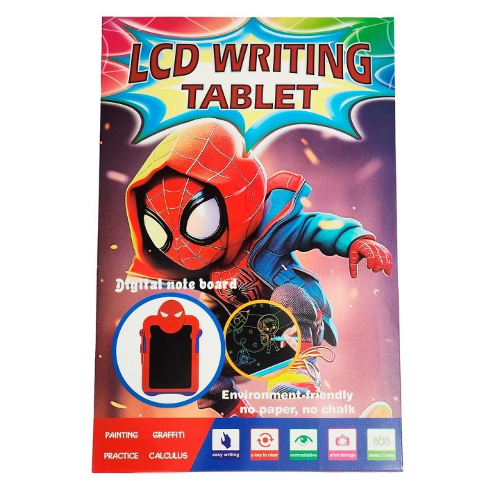 Tablero Mágico Lcd Colores Tabla Dibujo Spiderman + Lapiz