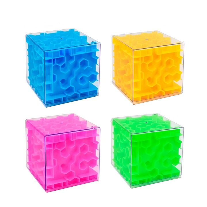 Cubo Laberinto 3d Mágico Juego Didáctico Aprendizaje X 4 Und