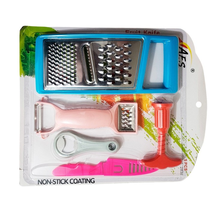 Set Rayador Picador Sacacorcho Cuchillo Utencilio Cocina