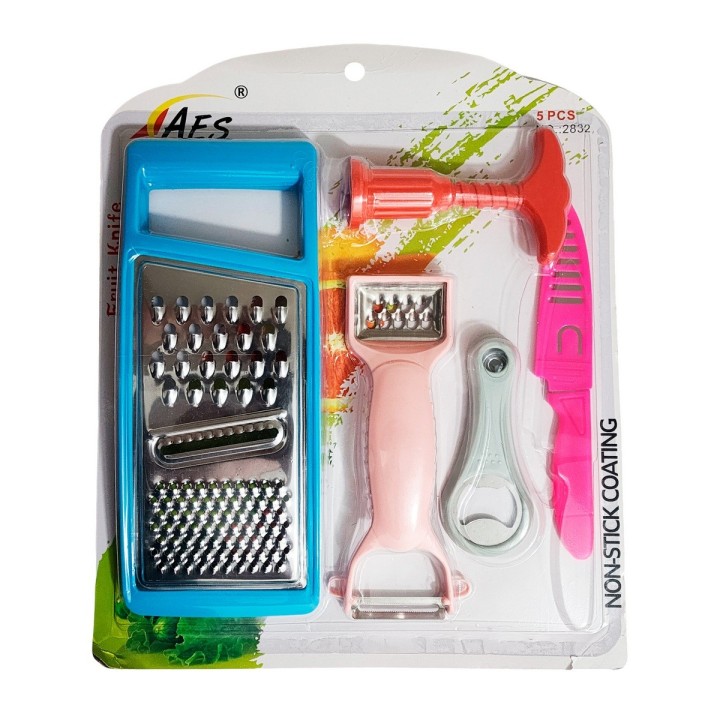 Set Rayador Picador Sacacorcho Cuchillo Utencilio Cocina