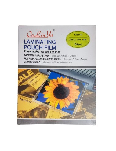 Lamina Acetato Transparente 125 Mic 229 X 292 Mm X 100 Und