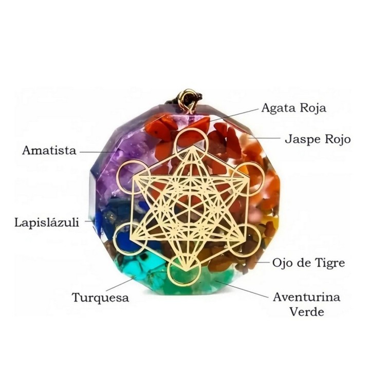 Collar Orgonita 7 Chakras Cuarzo Alfa Metatrón + Estuche
