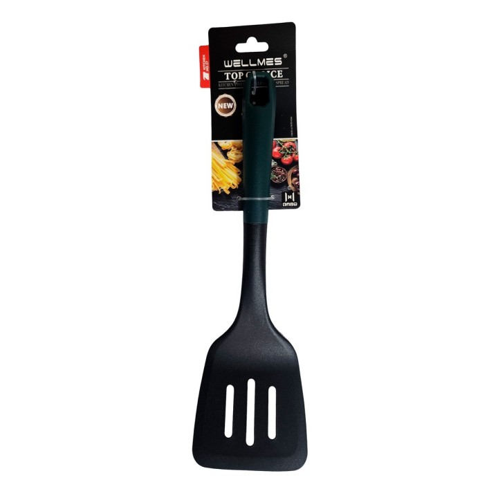 Espátula De Cocina Ranurada Mango Ergonomico Color Verde