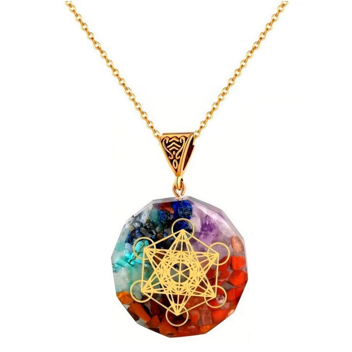 Collar Orgonita 7 Chakras Cuarzo Metatrón Alfa + Estuche