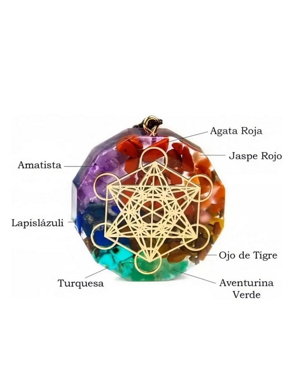 Collar Orgonita 7 Chakras Cuarzo Metatrón Alfa + Estuche