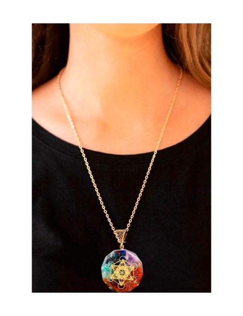 Collar Orgonita 7 Chakras Cuarzo Metatrón Alfa + Estuche
