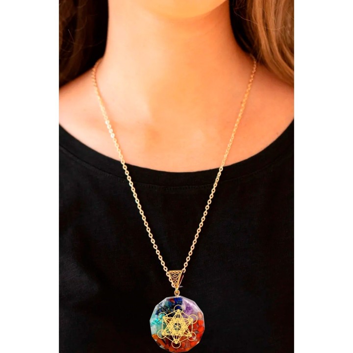 Collar Orgonita 7 Chakras Cuarzo Metatrón Alfa + Estuche