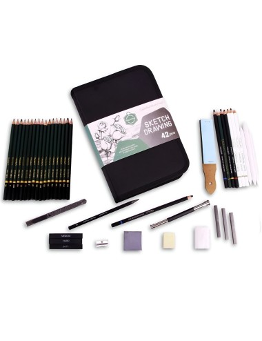 Set De Lapiz De Dibujo Profesionales Y Accesorios + Estuche