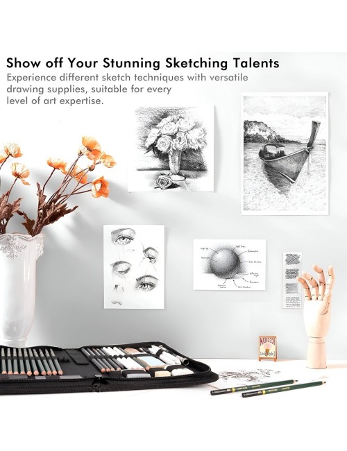 Set De Lapiz De Dibujo Profesionales Y Accesorios + Estuche