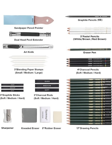 Set De Lapiz De Dibujo Profesionales Y Accesorios + Estuche