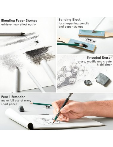 Set De Lapiz De Dibujo Profesionales Y Accesorios + Estuche