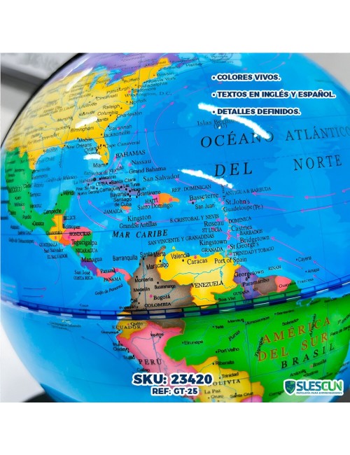 Mapamundi Globo Terráqueo De Escritorio Mundo 25 Cm