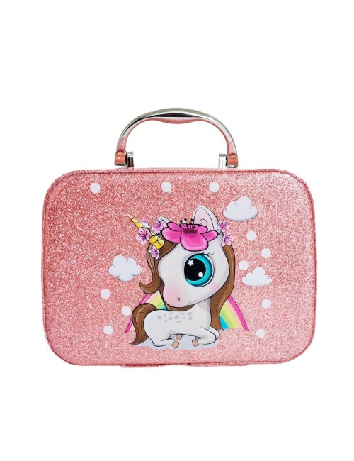 Maleta Kit De Maquillaje Unicornio Niñas Juguete Esmaltes