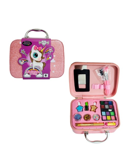 Maleta Kit De Maquillaje Unicornio Niñas Juguete Esmaltes
