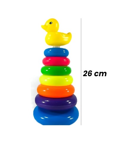 Juego Torre Aros Encastre Pato Cuac Motricidad De Bebe
