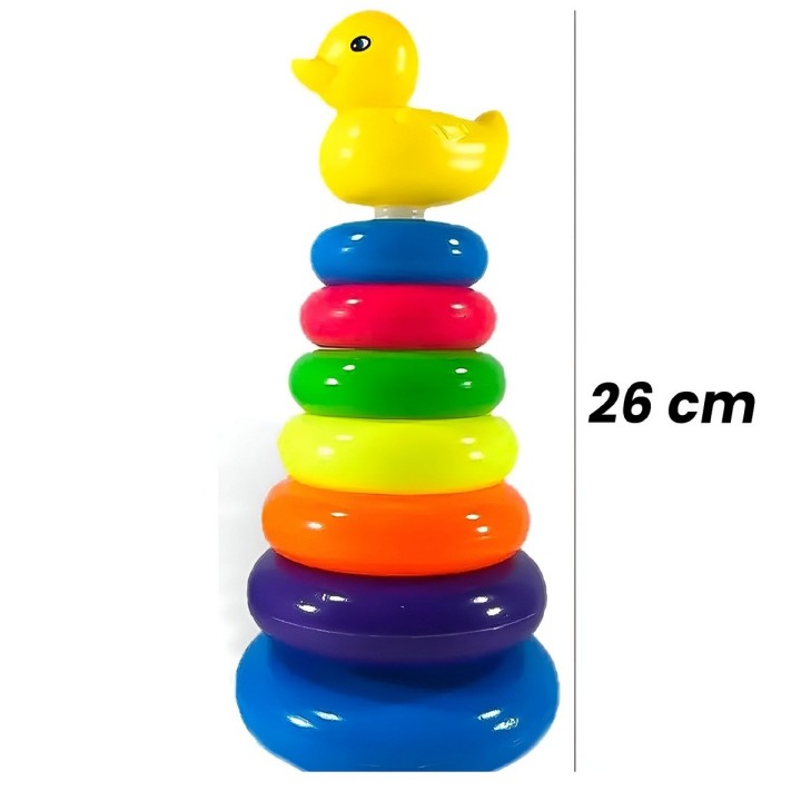 Juego Torre Aros Encastre Pato Cuac Motricidad De Bebe
