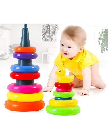 Juego Torre Aros Encastre Pato Cuac Motricidad De Bebe