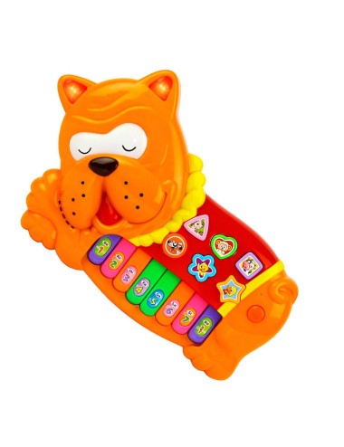 Piano Perro Bulldog Interactivo Luz Notas Juguete + Bateria