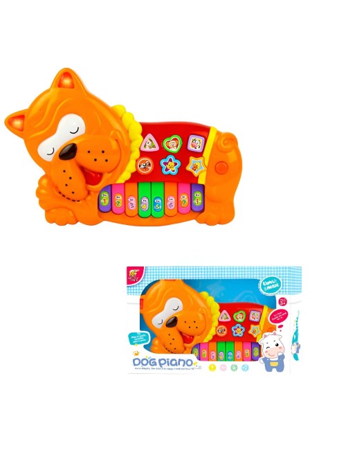 Piano Perro Bulldog Interactivo Luz Notas Juguete + Bateria