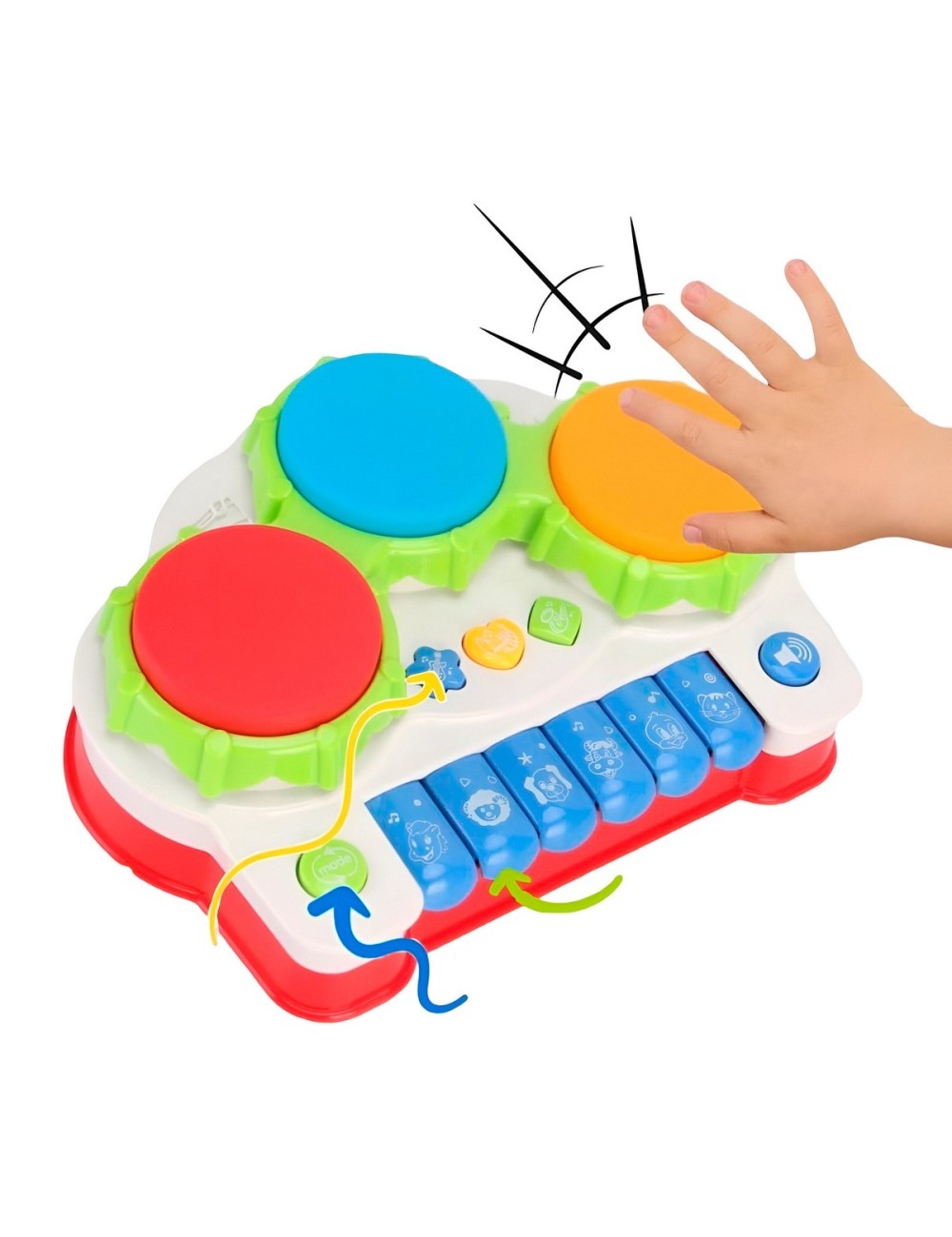 Piano Tambor Interactivo Luz Sonidos Juguete + Bateria