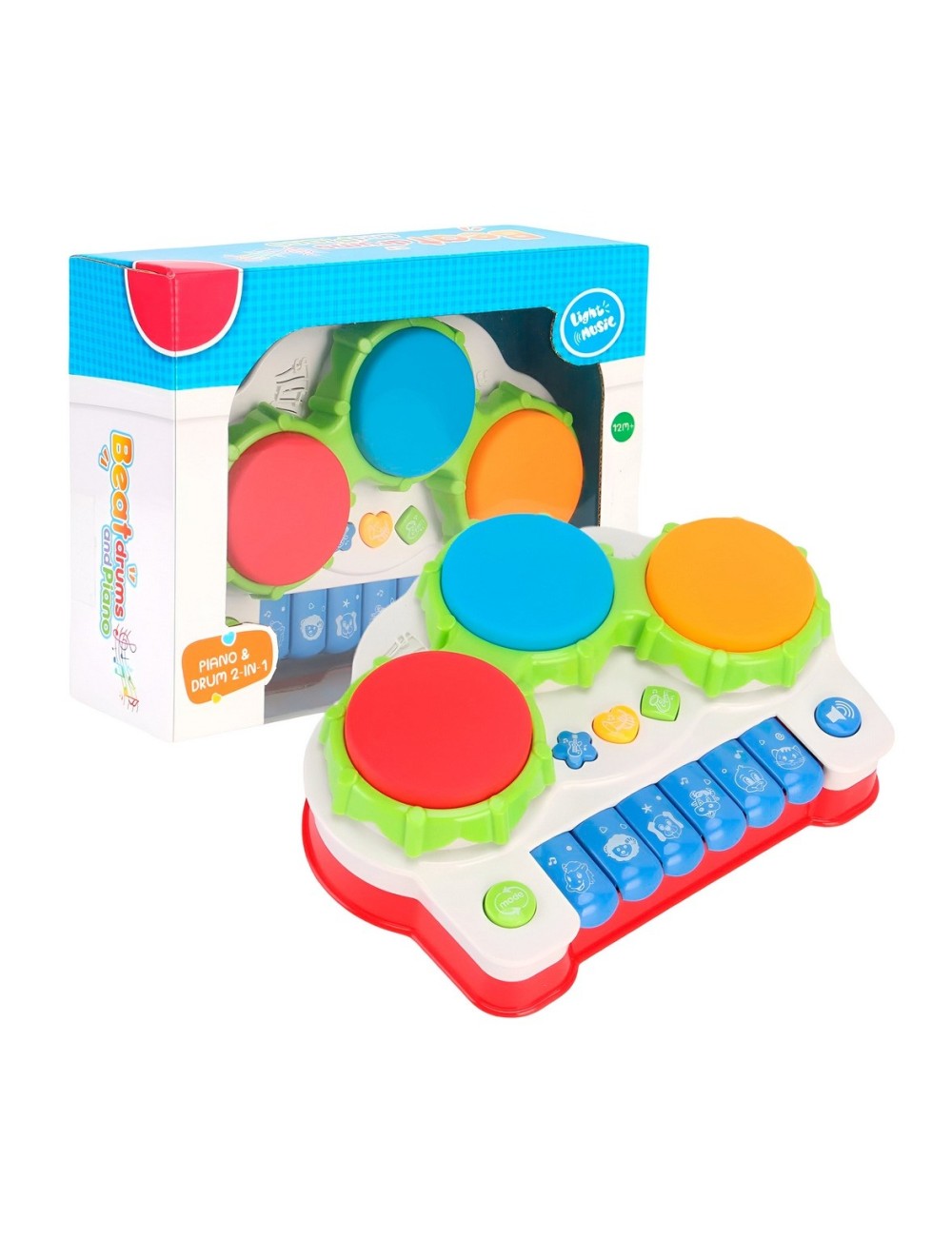Piano Tambor Interactivo Luz Sonidos Juguete + Bateria