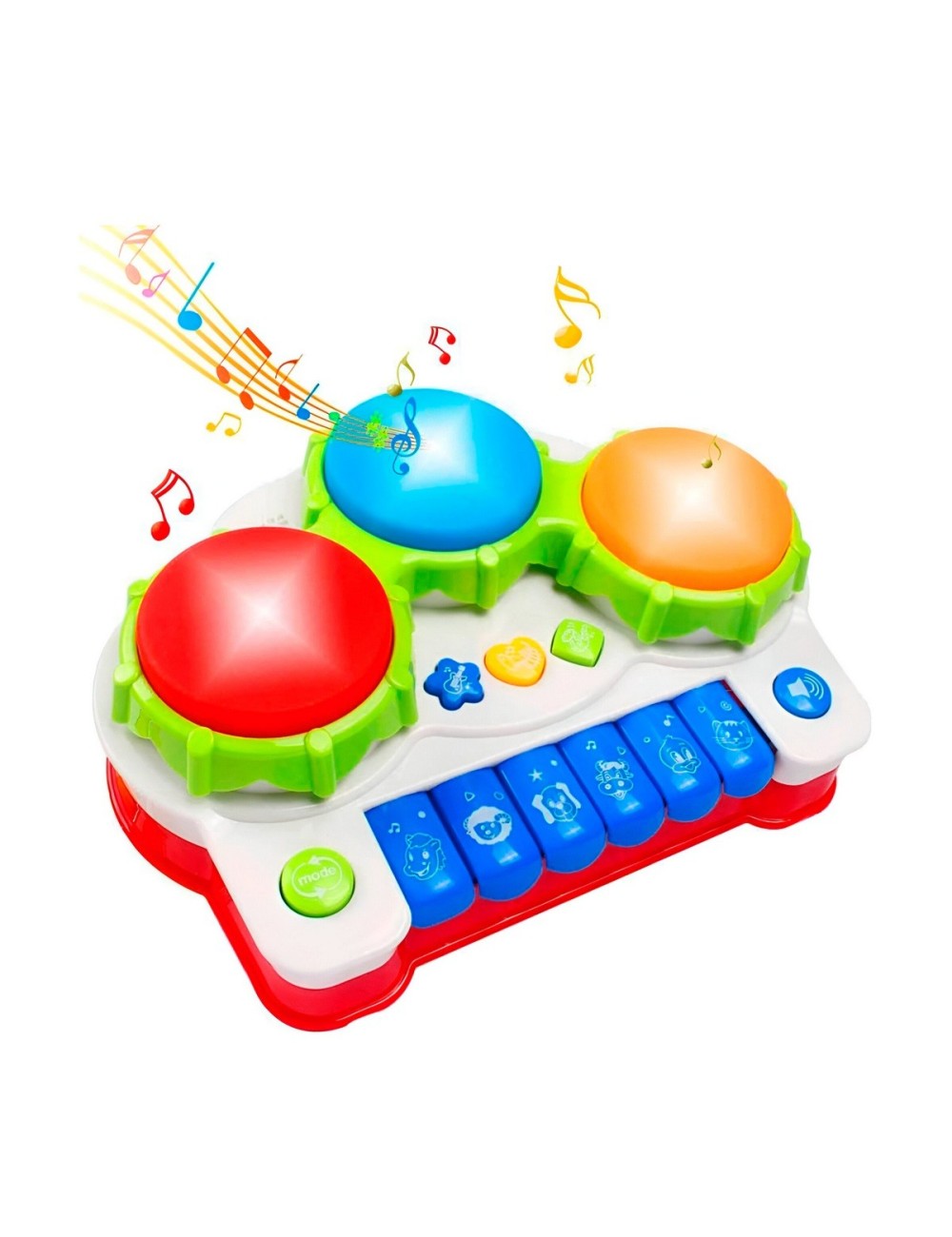 Piano Tambor Interactivo Luz Sonidos Juguete + Bateria