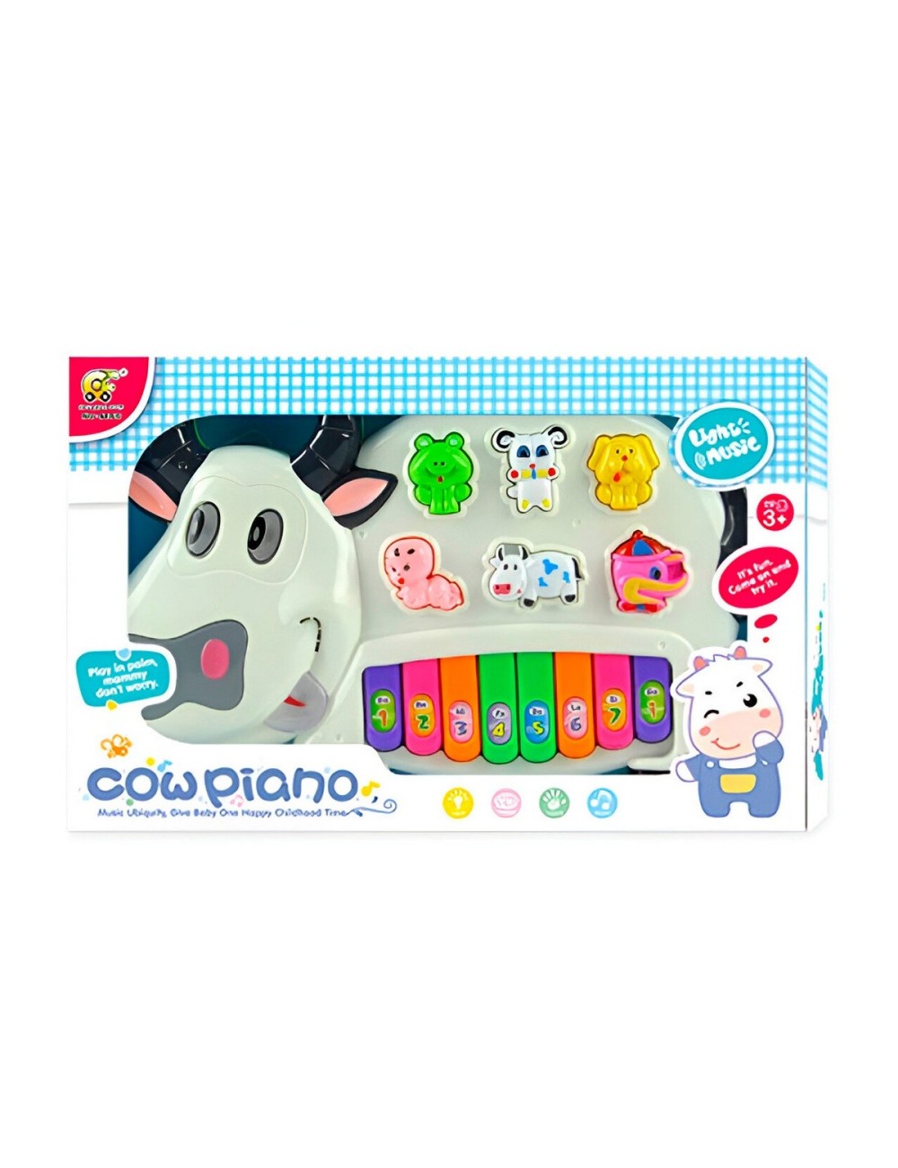 Piano Vaca Toro Interactivo Luces Notas Juguete + Baterias