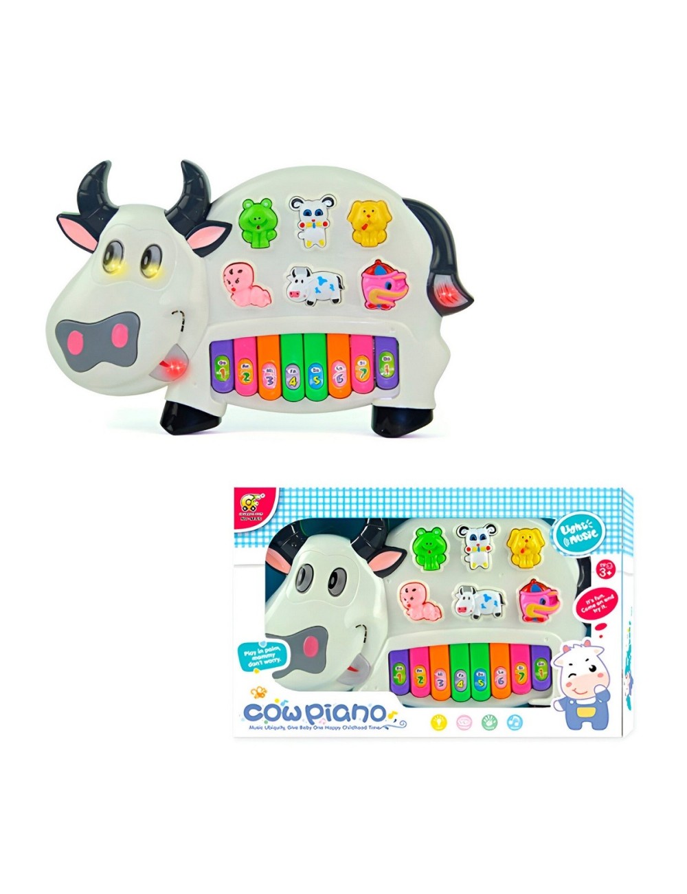 Piano Vaca Toro Interactivo Luces Notas Juguete + Baterias