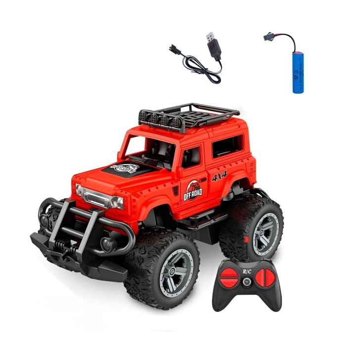 Carro Control Remoto Todo Terreno Jeep Recargable + Baterias