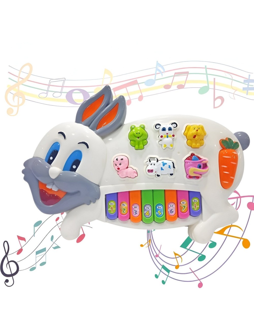 Piano Conejo Interactivo Luces Notas Juguete + Baterias