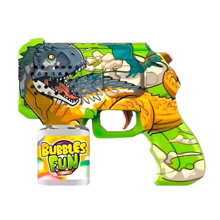 Pistola Burbujas Gun Rex Dinosaurio Automática + Liquido