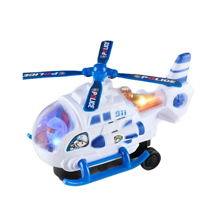 Helicoptero Policia Luces Sonido Movimiento Niños + Baterias