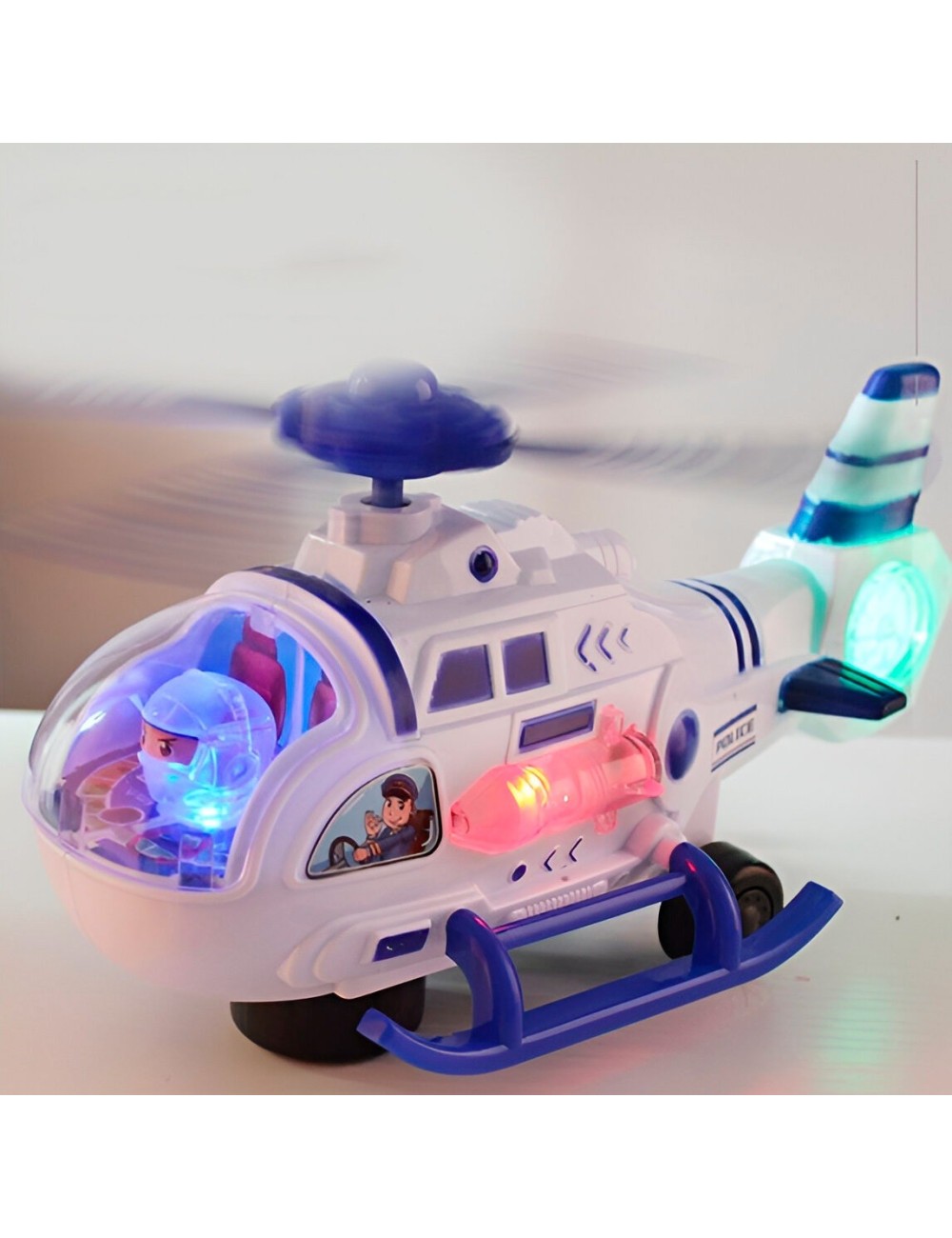 Helicoptero Policia Luces Sonido Movimiento Niños + Baterias