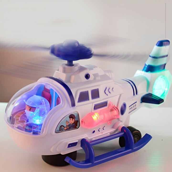 Helicoptero Policia Luces Sonido Movimiento Niños + Baterias