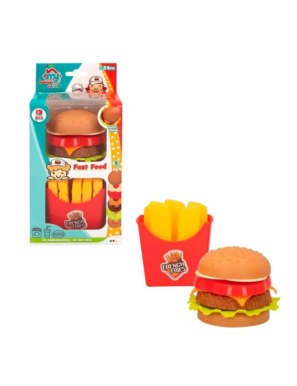 Comida De Juguete Realista Hamburguesa Papas Fritas