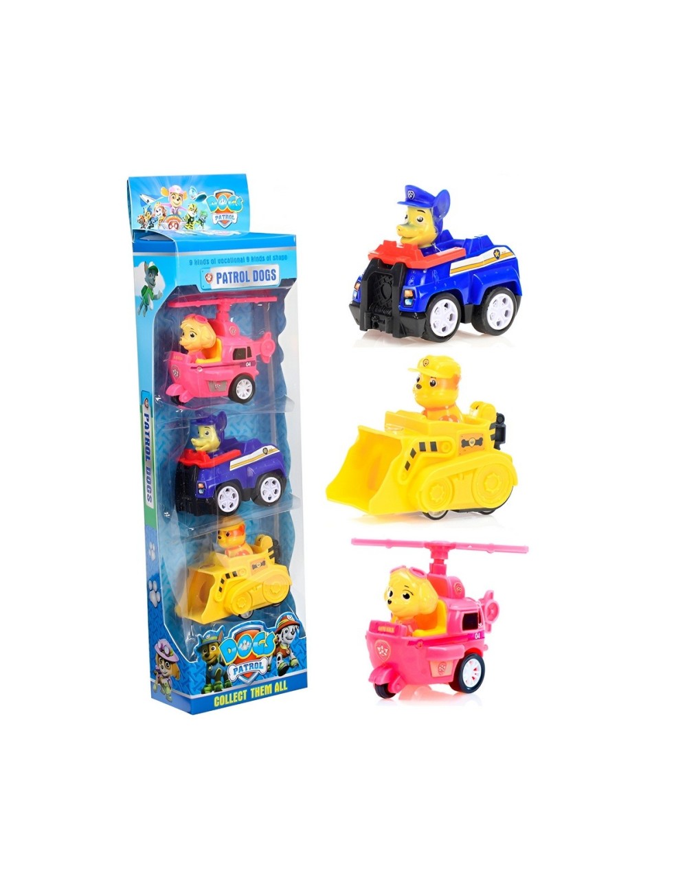 Coleccion Carros Deportivos Patrulla Canina De Cuerda X 3 Un