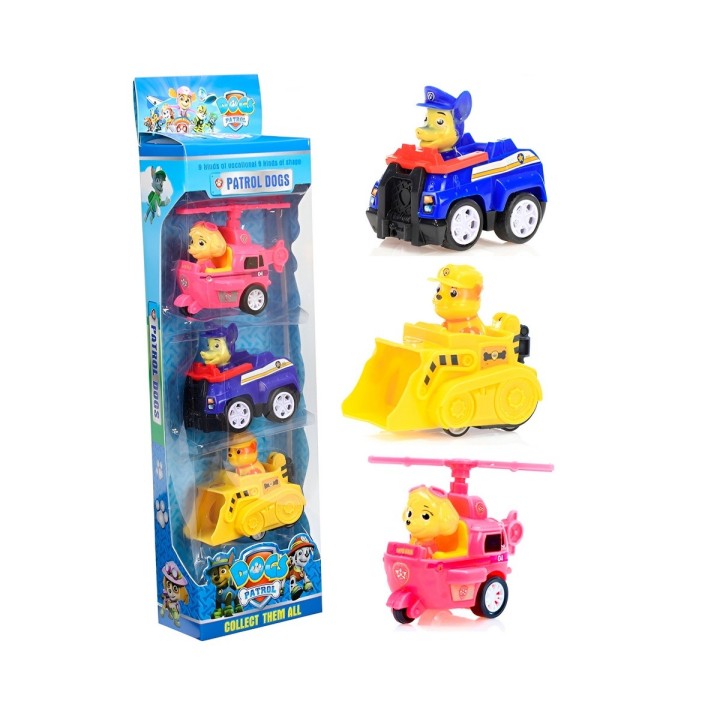 Coleccion Carros Deportivos Patrulla Canina De Cuerda X 3 Un