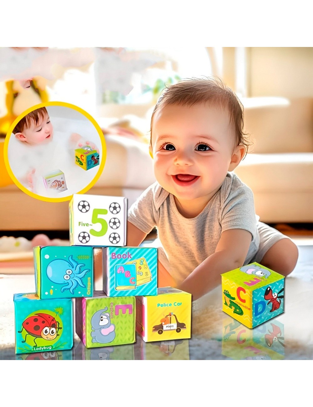 Cubos Didacticos 3d Aprendizaje Bebe Figuras Colores