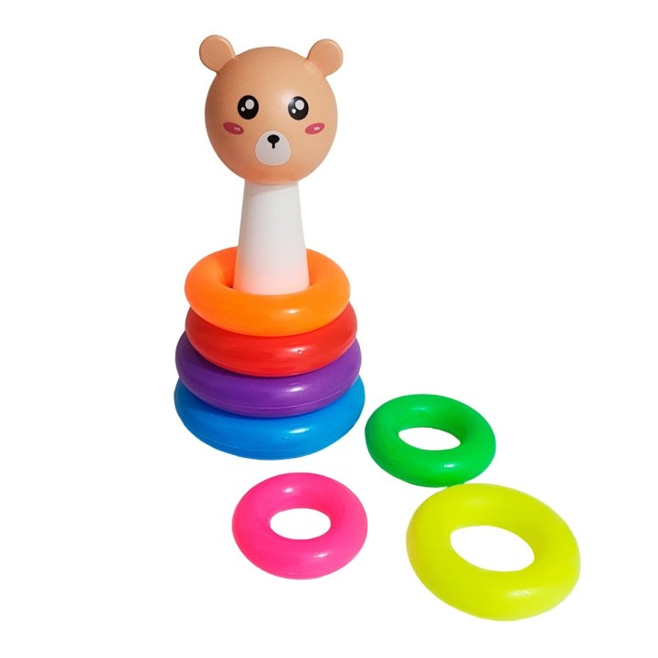 Juego Torre Aros Encastre Oso Motricidad De Bebe