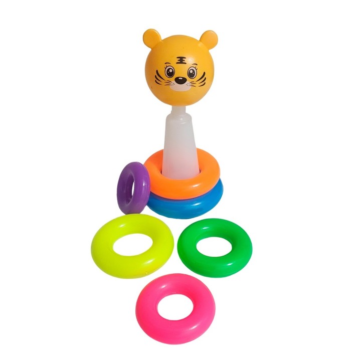 Juego Torre Aros Encastre Tigre Motricidad De Bebe